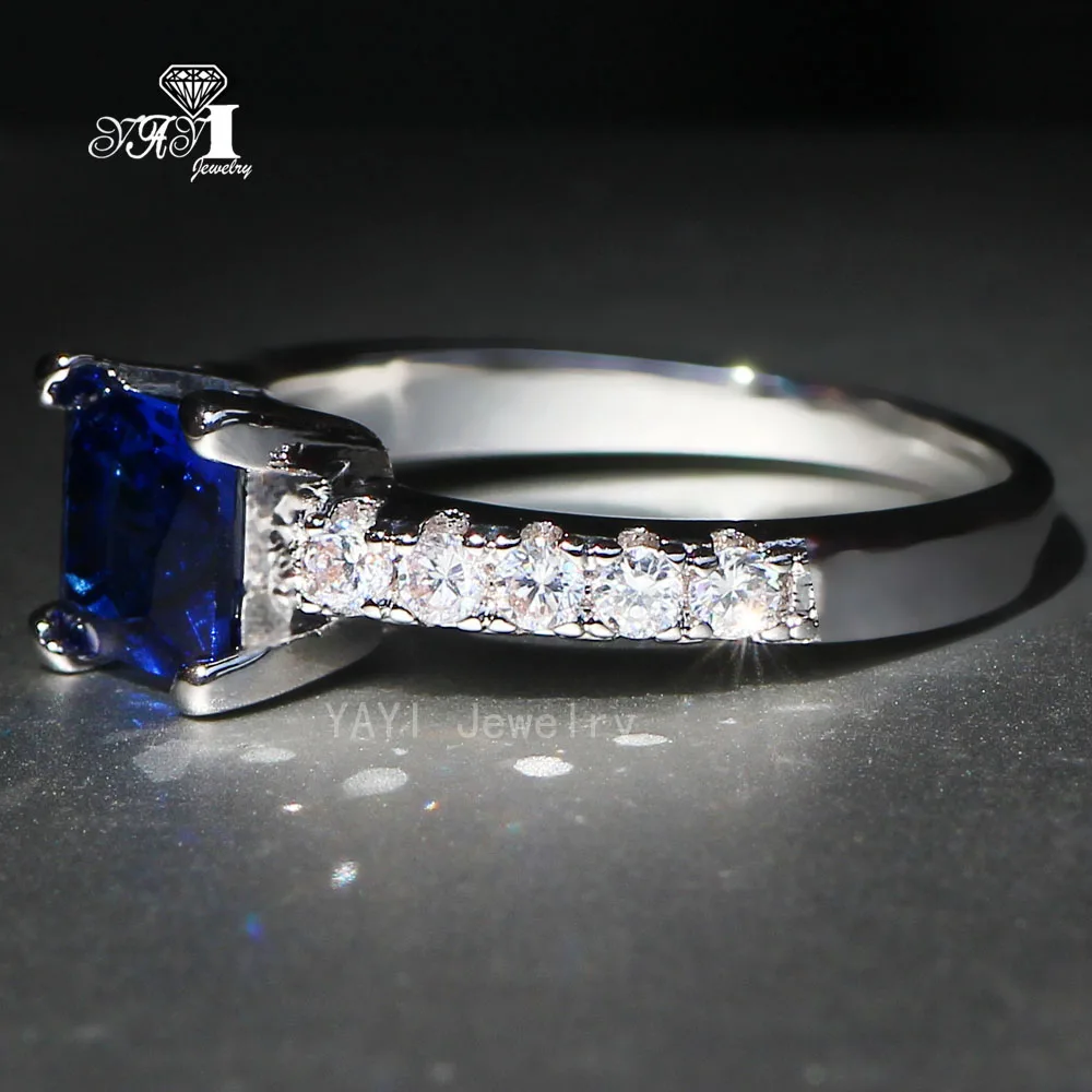 Ювелирные изделия YaYI Мода Принцесса 2.8CT голубой циркон серебро Цвет обручальные