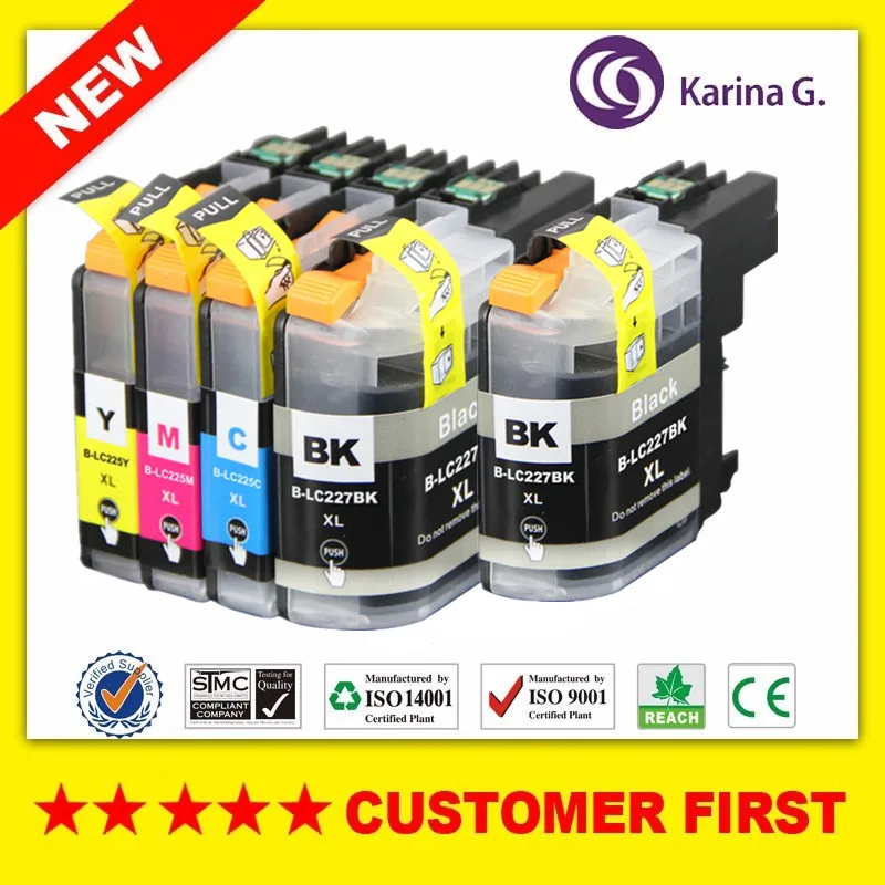 1Set Plus 1PCS Black Совместимый чернильный картридж для LC227XL LC225XL LC227 LC225 костюм для Brother DCP-J4120DW MFC-J4420DW MFC-J4620DW MFC-J4625DW - Цвет: 1Set Plus 1PCS Black