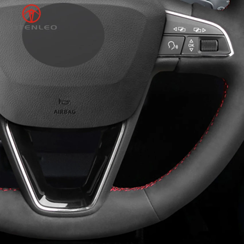 Lqtenleo черная замша DIY автомобиля рулевое колесо Крышка для Seat Leon 5F Mk3 2013- Ibiza 6J Tarraco Арона Ateca Альгамбра