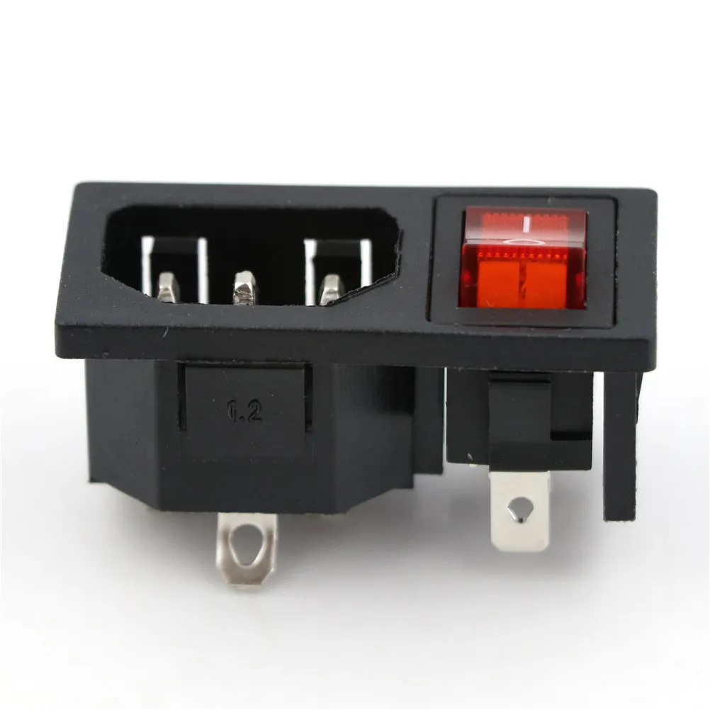 1 шт. AC 10A 250V 3Pin красный кулисный выключатель с плавким предохранителем IEC 320 C14 на