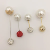 20pcs large size fashion rhinestone double head pearl safety pins for garment wedding dress women cardigan gold safety pin