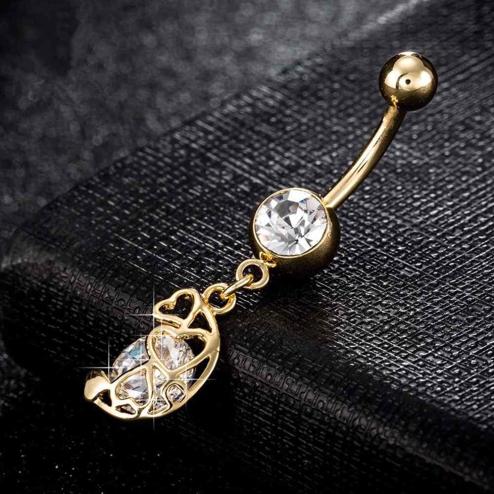 1PC Medical Steel Belly Button Rings Crystal Hollow Heart Piercing Navel Sex Body Jewelry Pircing | Украшения и аксессуары