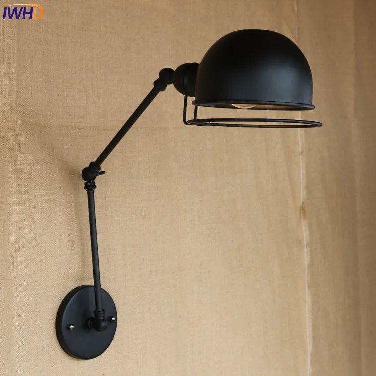 Настенная лампа IWHD в стиле ретро винтажный светильник черного цвета лофт