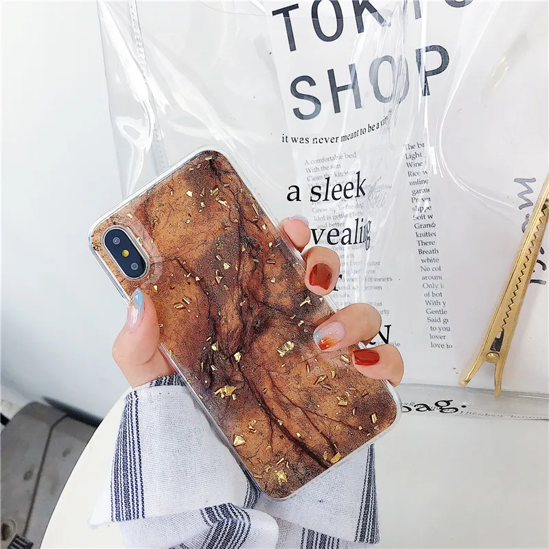 Gold Foil Marble Phone Case For iphone XS Max XR X 6S 6 7 8 Plus Back Cover Luxury Fashion Soft IMD Cases |