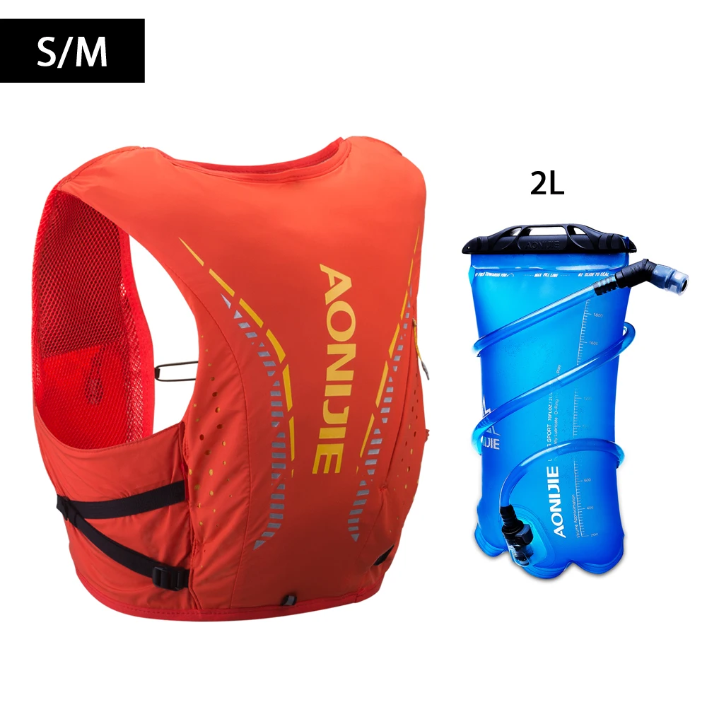SM-Orange-2L AONIJIE 10л Расширенный Кожаный Рюкзак гидратация пакет рюкзак сумка Жилет Жгут водный Пузырь походный Кемпинг бег марафон гонки - Цвет: SM-Orange-2L