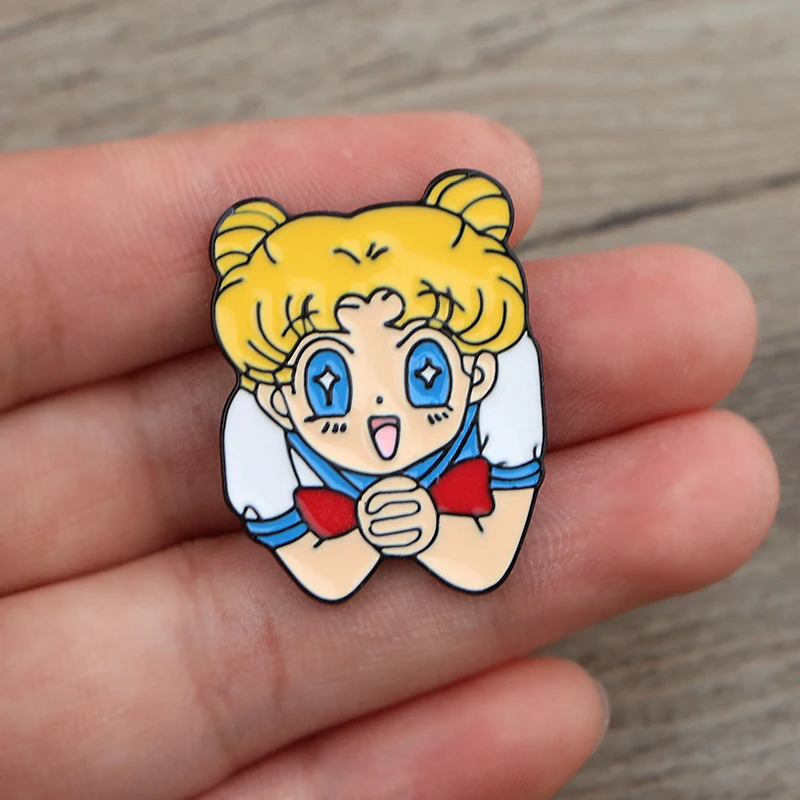 

K334 Kawaii Anime Girl Cartoon Pins Enamel Brooches for Women Lapel pin Cartoon Metal Badge Collar Jewelry Gifts 1pcs