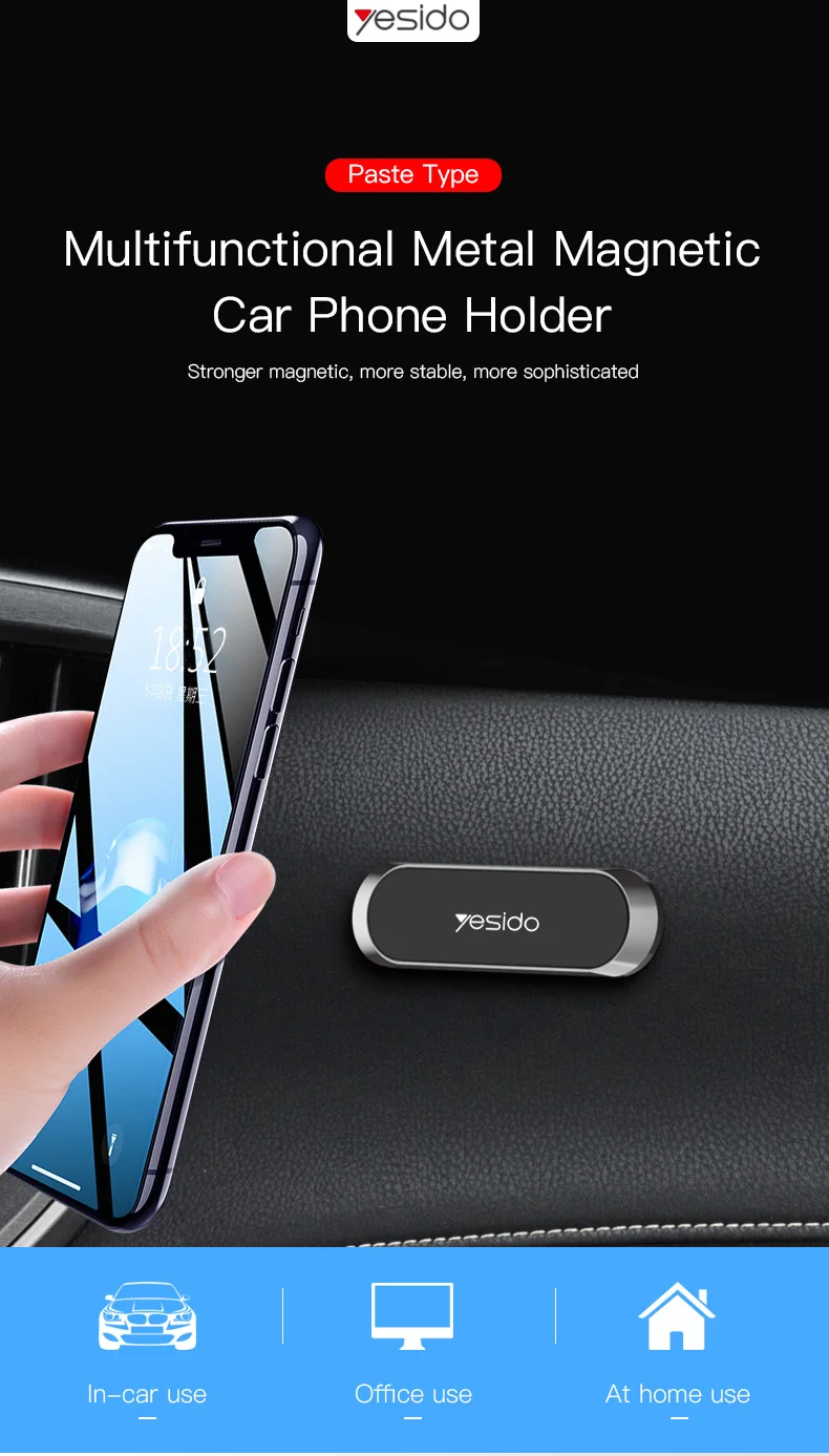 Yesido C55 мини полоса форма Магнитная автомобильная подставка для телефона для iPhone samsung Xiaomi настенный металлический магнит gps автомобильное крепление приборной панели