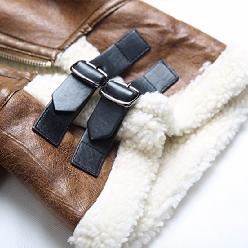 [LIVIVIO] асимметричное флисовое пальто из искусственной кожи с высоким воротником