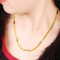 24k luxury link chains necklace for men women yellow gold color necklace for hiphop rap party gold plating jewelry 3mm