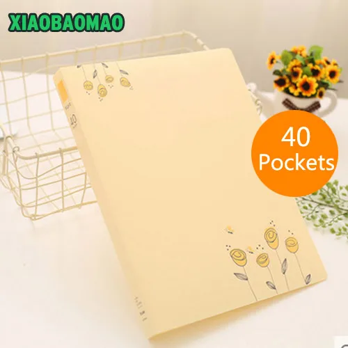 Цвет: желтый А4, информационный буклет, 40 карманов, многофункциональная папка, карманная папка для файлов, канцелярские принадлежности для офиса и школы - Цвет: Цвет: желтый
