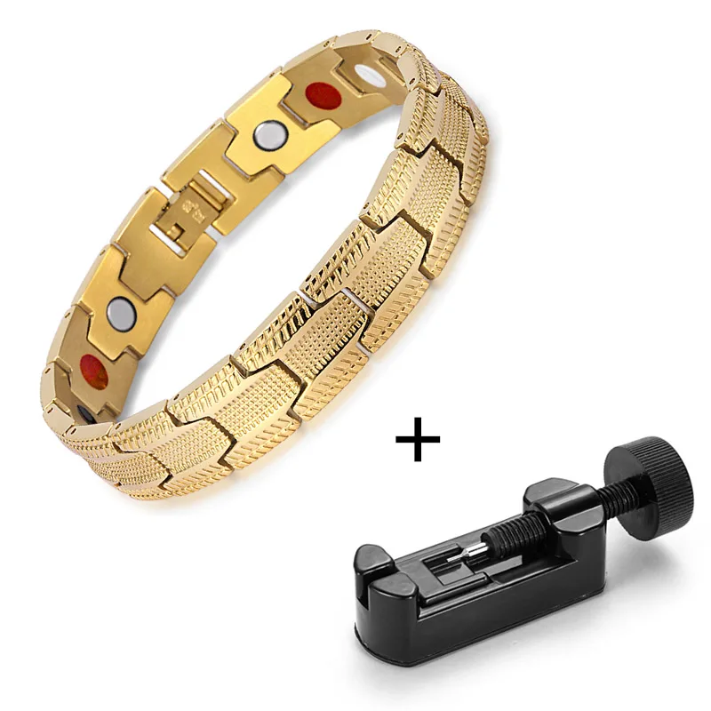 gold bracelet tool RainSo мужские браслеты из нержавеющей стали Магнитная терапия браслеты Германий ювелирные изделия браслет дропшиппинг Новые поступления - Окраска металла: gold bracelet tool