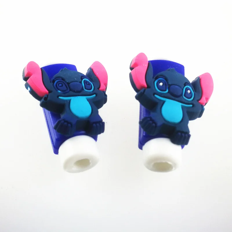 Stitch 2 шт. большой размер мультфильм кабель Защитная крышка силиконовые мультфильм рис Устройства для сматывания шнуров данных Провода органайзер для наушники компьютер - Цвет: Stitch
