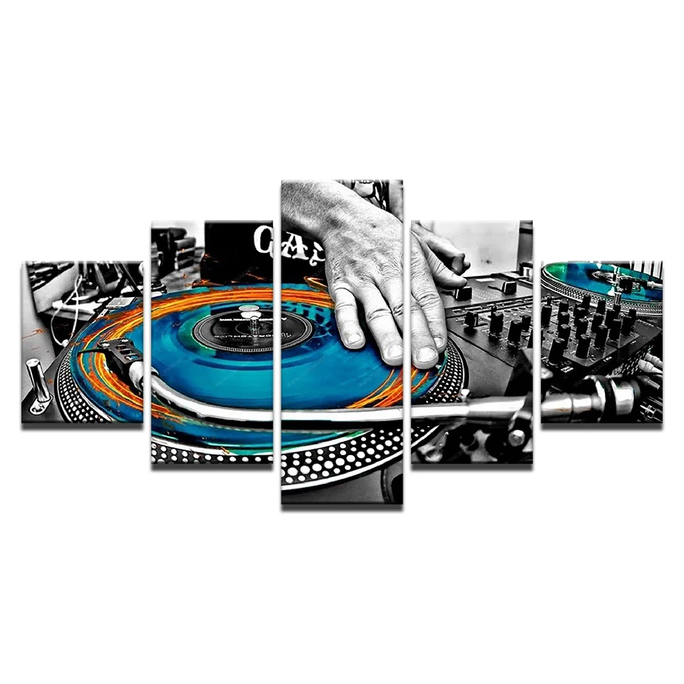 Холщовые настенные картины домашний декор рамка 5 шт. ручная пластина DJ