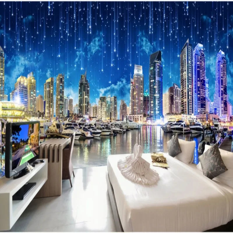 

Dropshipping Fatman Wall Mural 3d Night City Scenery Panorama Foto Wallpapers Living Room Wallpapers For Bed Room Papel De Pared