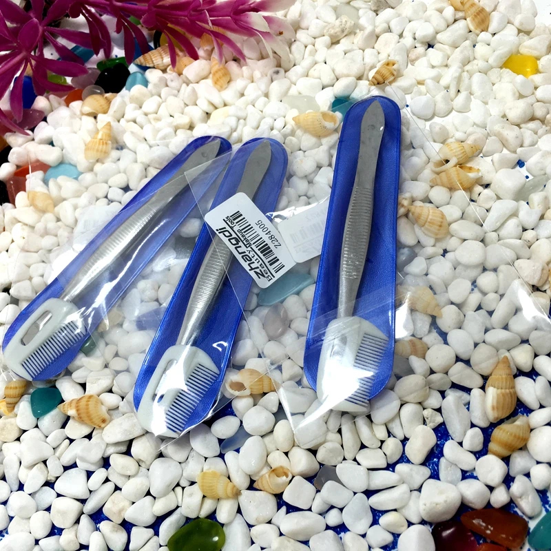 ZHANGDI NEW double-purpose metal bevel tweezers + plastic eyebrow brush Z284005 | Красота и здоровье