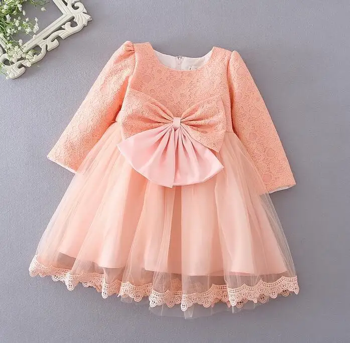 Розовое платье с длинным рукавом для новорожденных девочек пачка принцессы 1 год