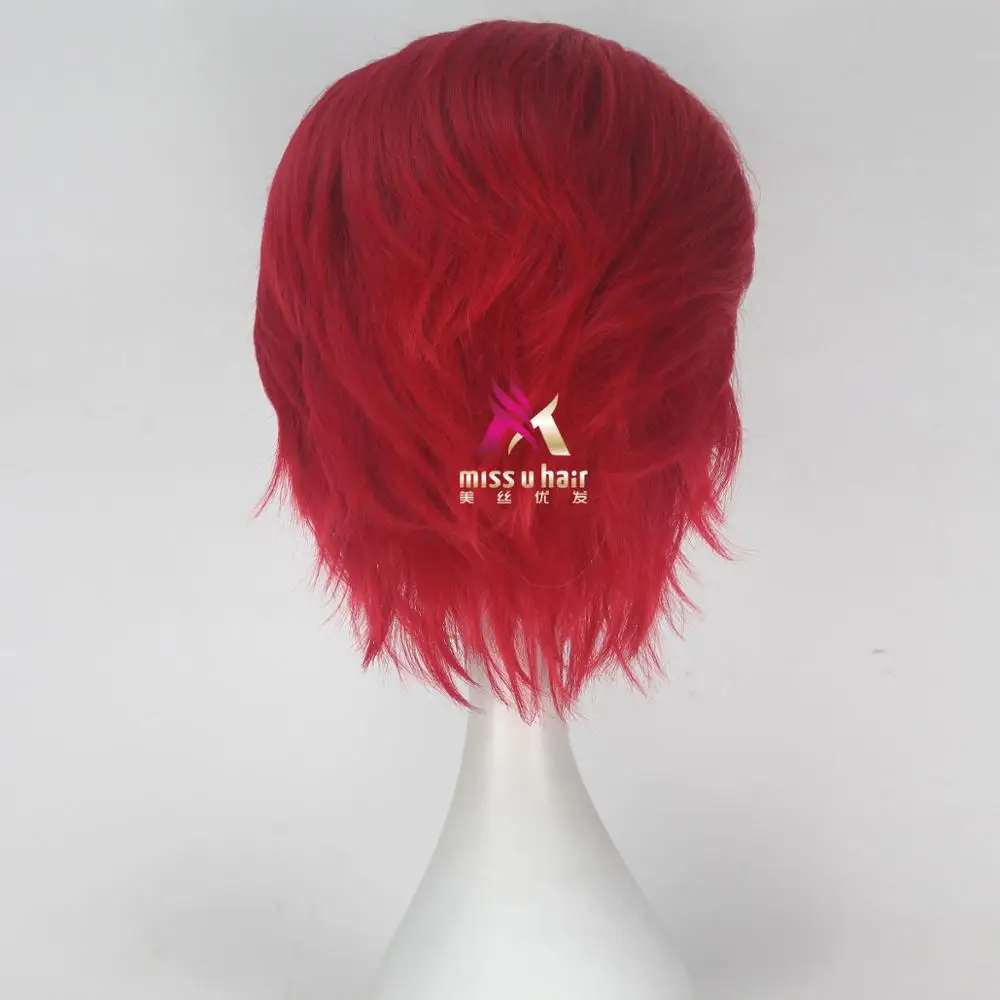 Miss U Hair для мужчин унисекс 33 см короткие прямые волосы синтетические Auburn черный красный цвет Хэллоуин косплей костюм парик ролевые игры парик