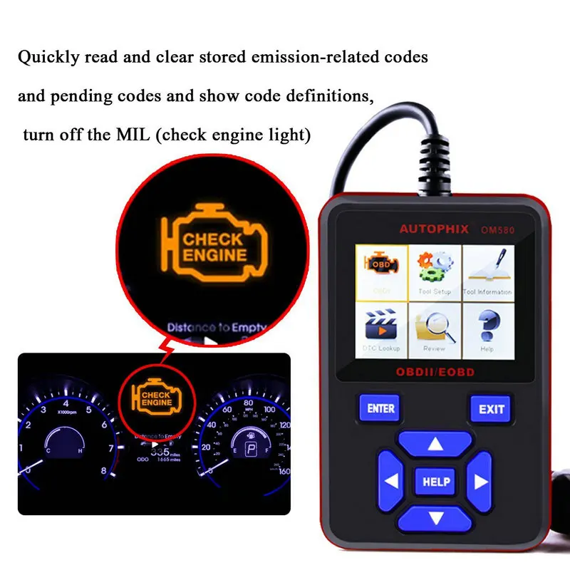 AUTOPHIX OBDMATE OM580 OBD OBDII EOBD Code Reader инструмент автоматического сканирования OBD2 полный