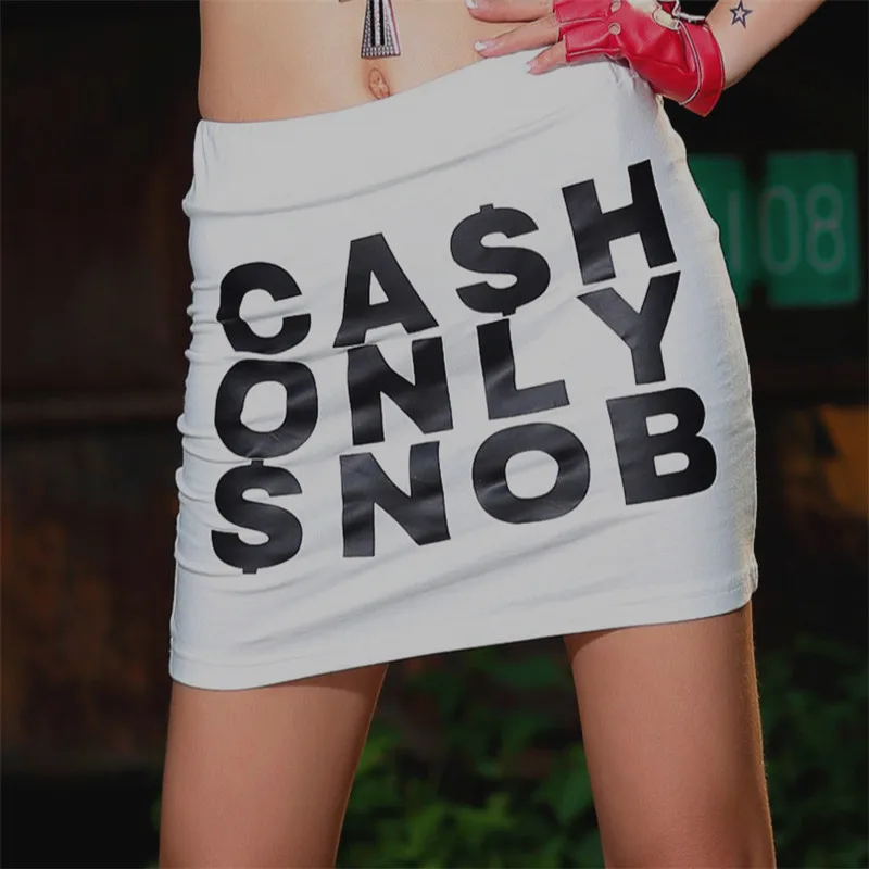 Юбка-карандаш женская с надписью money only snob свободная мини-юбка-карандаш принтом в