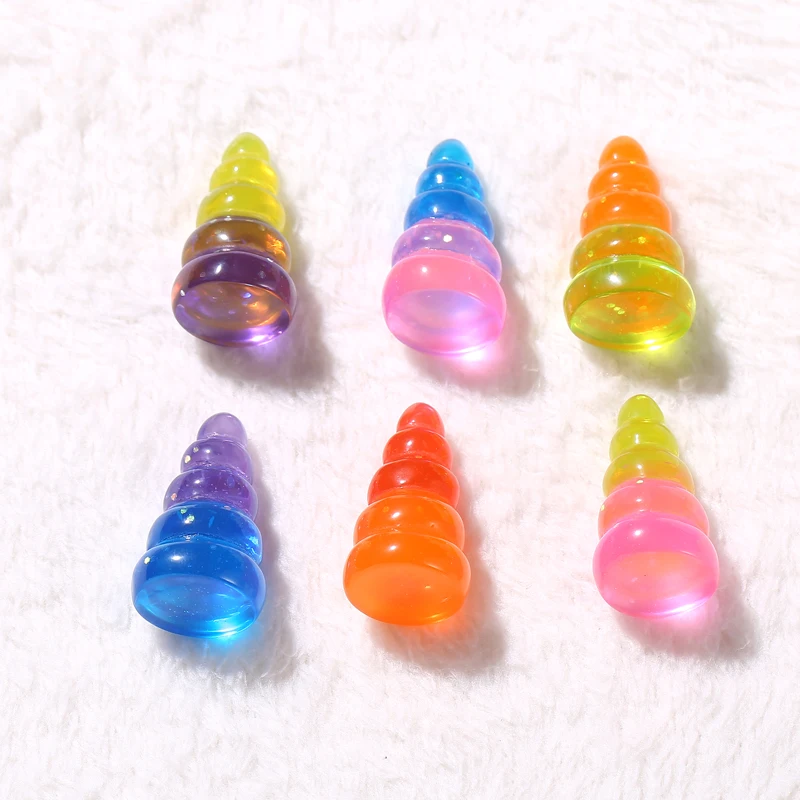 18pcs 21*37mm unicorn horn charms rainbow color resin necklace pendant keychain for DIY earring decoration | Украшения и