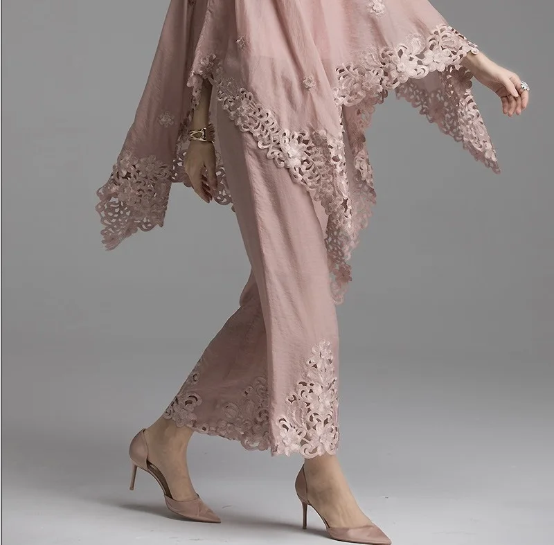 pink pant 1pc Комплекты дизайнерской одежды высшего класса и костюмы летний модный брючный костюм женский свободный топ с рукавами летучая мышь блузка+ Прямые брюки комплект - Цвет: pink pant 1pc