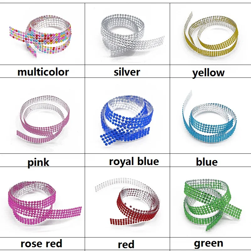 Самоклеящиеся цветные самоклеящиеся стразы 1 рулон 15 мм * 50 см наклейки для