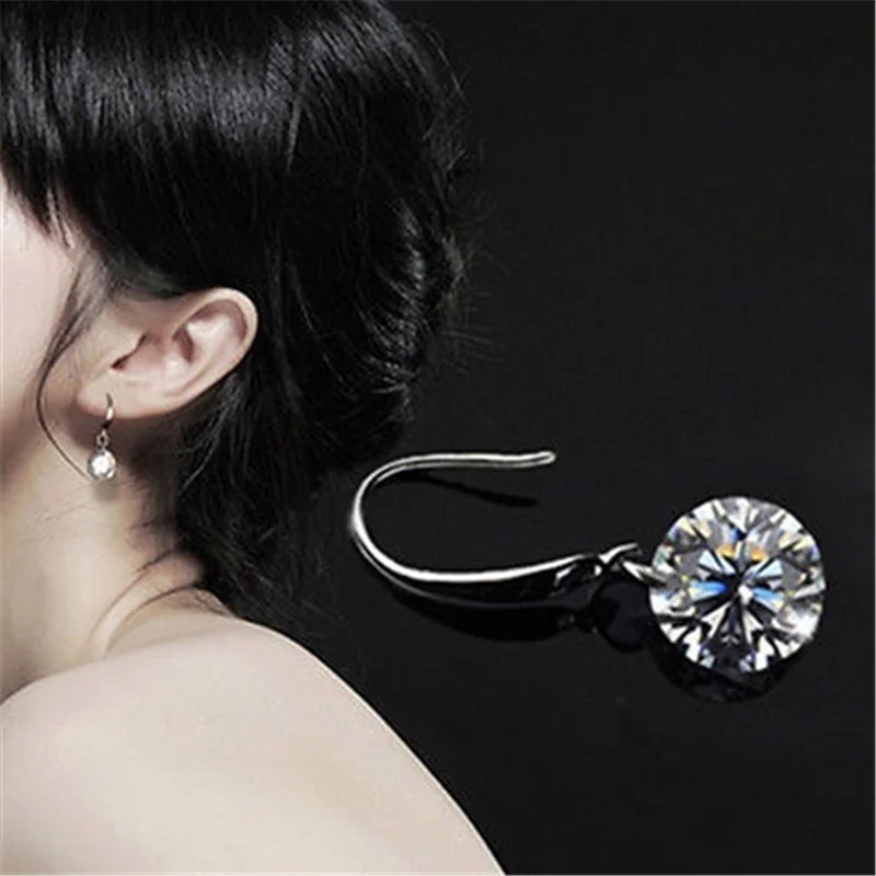 Чувствуя девушка Для женщин серебро серьги падения мотаться Hook Swarovski Crystal горный
