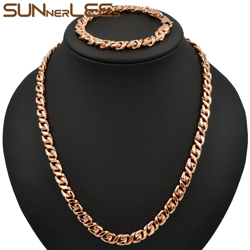 Браслет и ожерелье цвета розового золота 7 мм 8 дюймов|necklace bracelet set|necklace braceletcurb cuban |