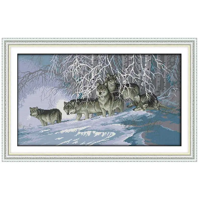 Wolves counted Cross Stitch 11CT 14CT Set Wholesale Animal DIY Cross-stitch Kit Embroidery Needlework | Дом и сад