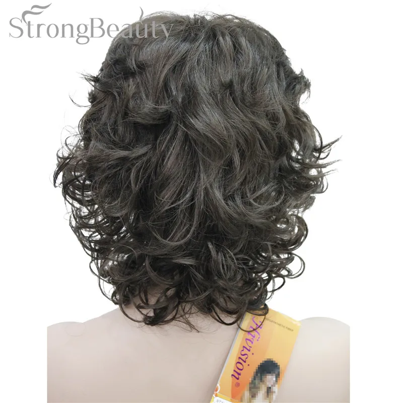 StrongBeauty средние короткие вьющиеся парики синтетические женские волосы блонд/черный/бордовый много цветов на выбор