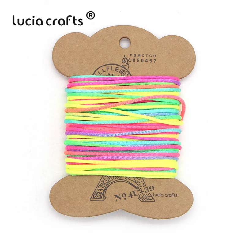 Lucia crafts 10y 1 мм/2 мм атласный шнур макраме, нейлоновый Радужный китайский узел для украшения свадебной вечеринки, аксессуары для рукоделия W0306