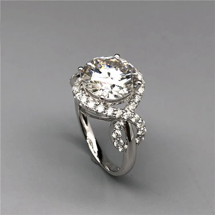 Кольцо женское из белого золота 18 К с бриллиантом 5 карат|Кольца| |