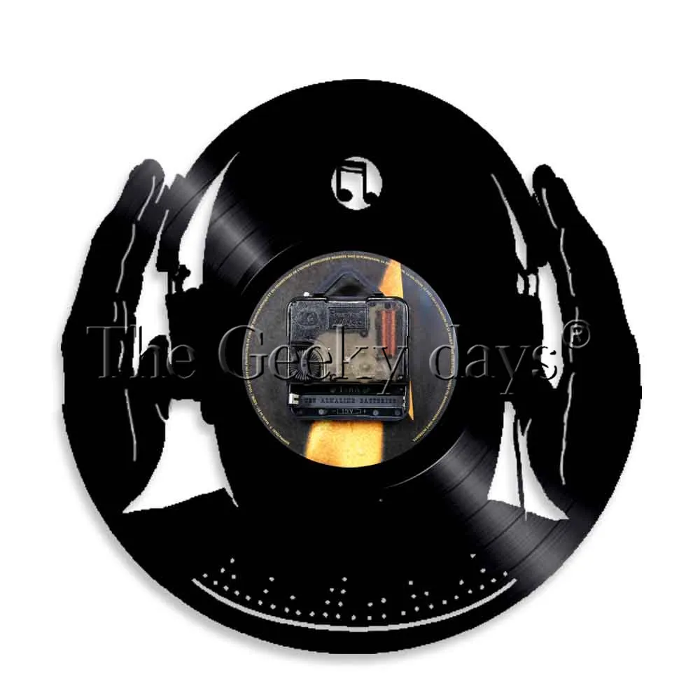 DJ настенные часы Клубные вечерние микс танец ритм музыки для наушников Виниловая