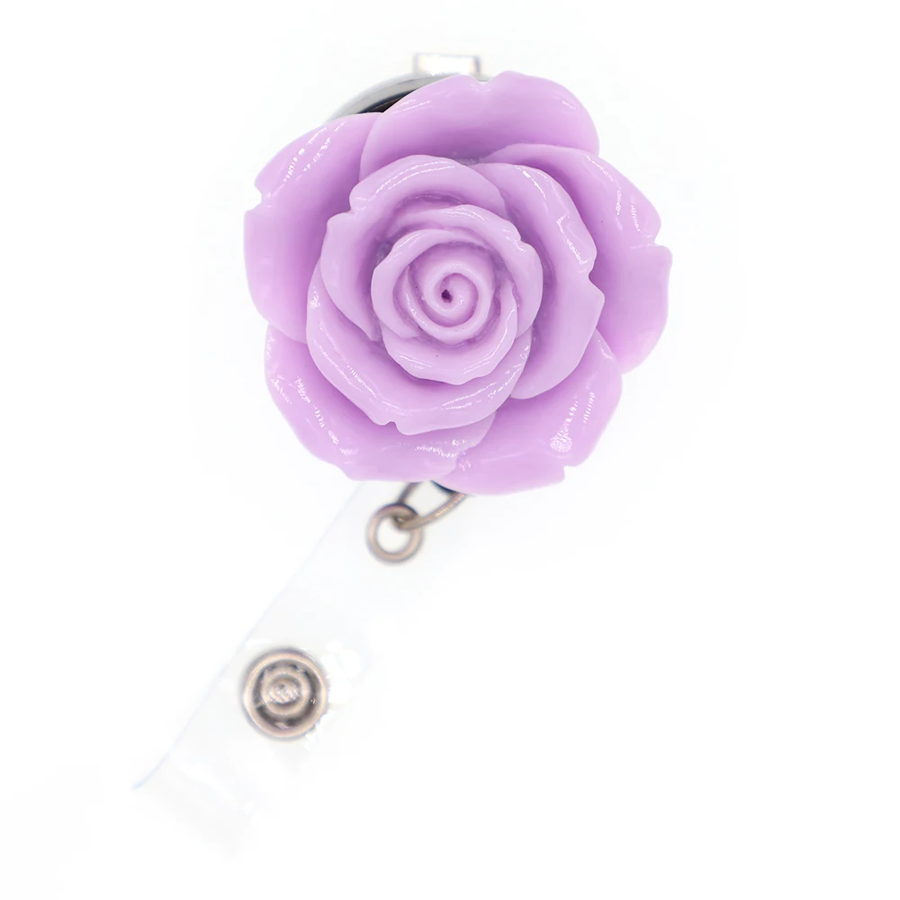 50pcs/45mm Multiple Color Rose Flower Resin Retractable RN ID Badge Holder Student Reel Name Clip | Украшения и аксессуары