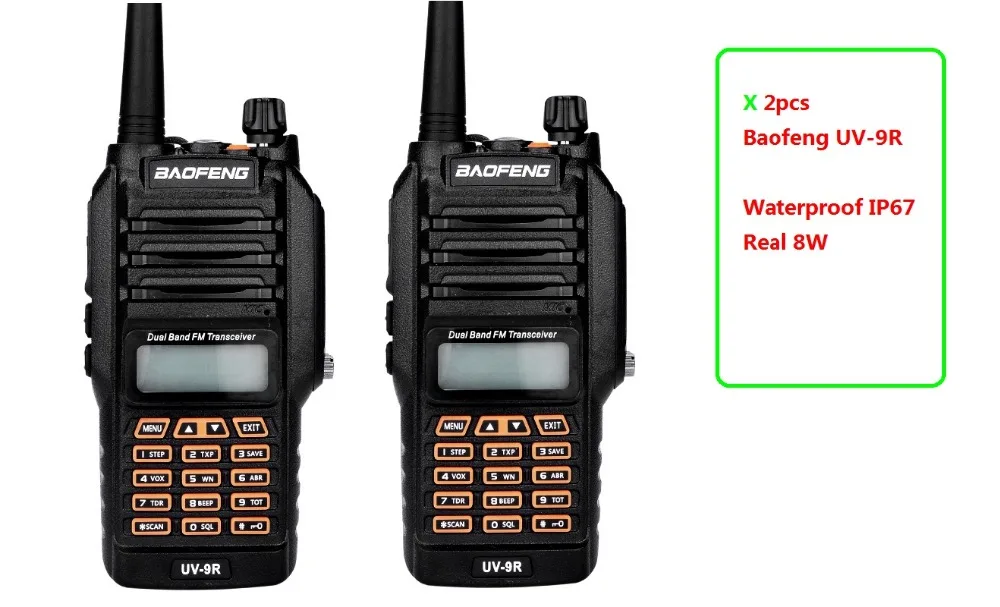 2 шт. UV9r Водонепроницаемая IP67 радиостанция дальнего действия рация Baofeng UV 9R uhf vhf