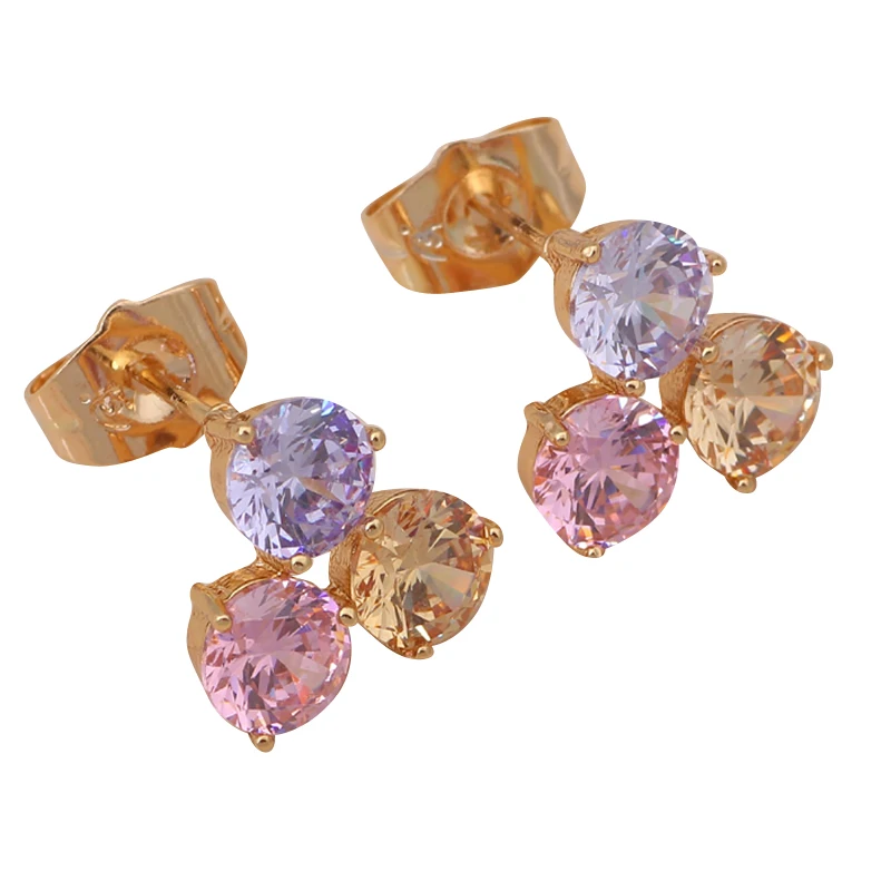 Популярные дизайнерские серьги гвоздики золотого цвета с кристаллами без никеля