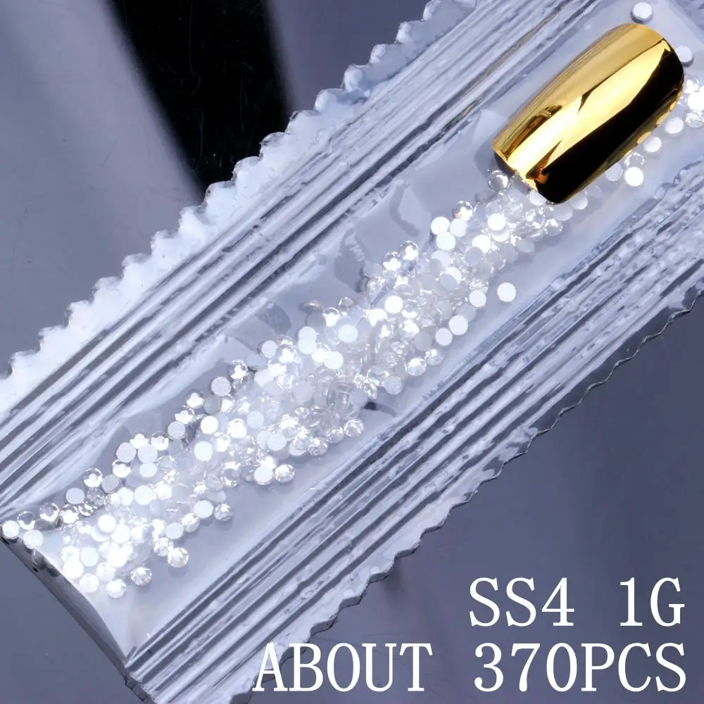 Clear ss4 1g Nail Art Decoration 6G 1500PCS SS3-SS10 Crystal Rhinestones AB Flat Back Nail Rhinestone 3D Non HotFix DIY Tool Glass Manicure - Цвет: Clear ss4 1g
