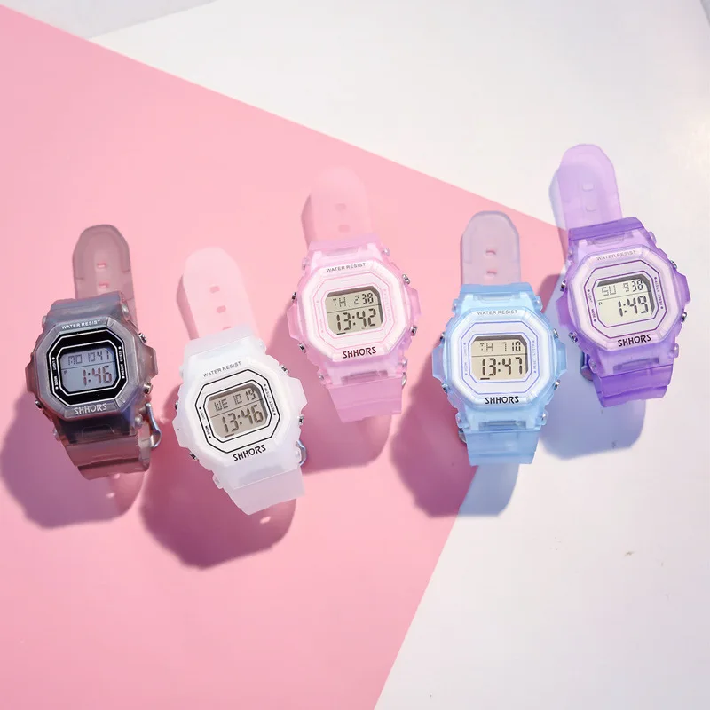 Модные Спортивные Водонепроницаемые светодиодные цифровые женские часы