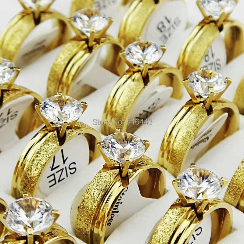 Новые Заводские продажи 10 шт. никогда не выцветают фианиты 18k золото 316L