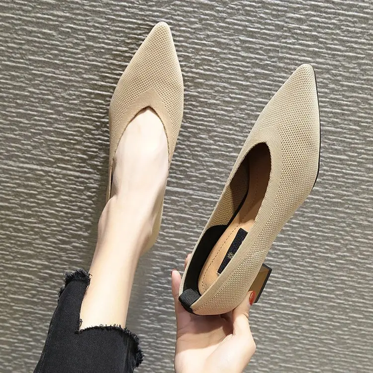 Новинка корейский стиль модные тонкие туфли на высоком каблуке с острым носком в