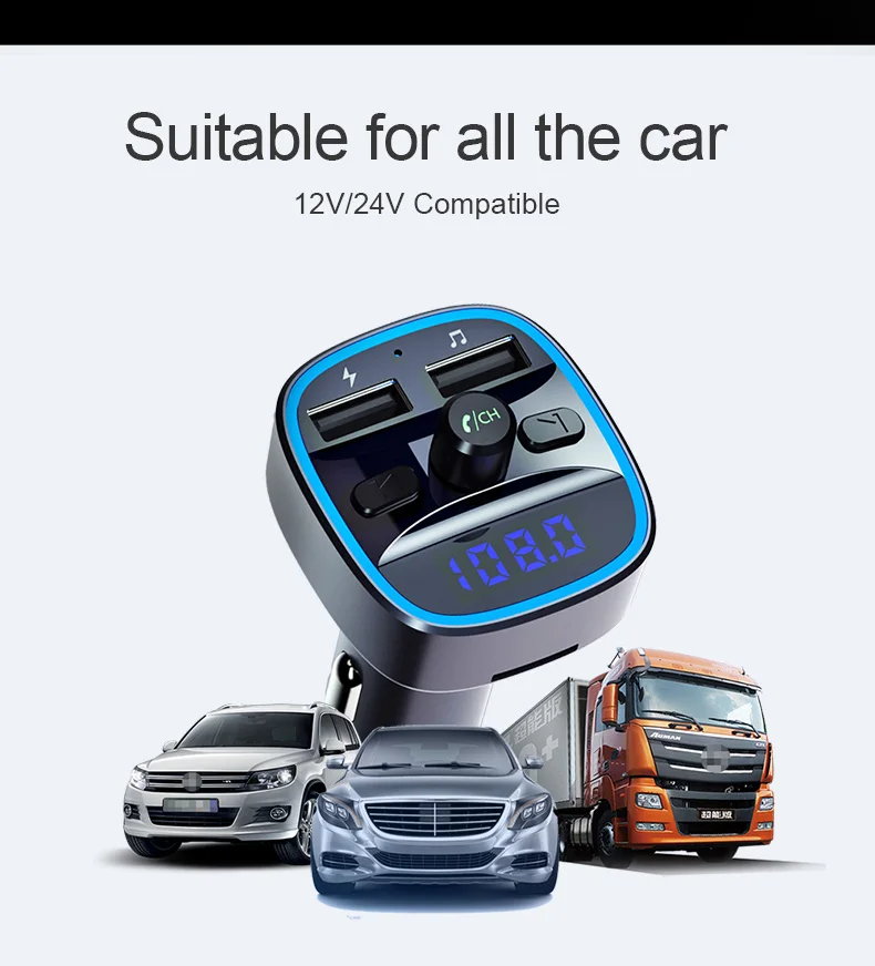 CDEN Автомобильный mp3 музыкальный плеер Bluetooth 5,0 приемник fm-передатчик двойной USB Автомобильное зарядное устройство U диск TF карта музыкальный плеер без потерь