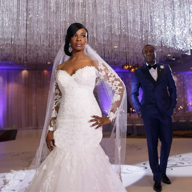Белое свадебное платье Vestido De Noiva 2019 женское кружевное с длинными рукавами и