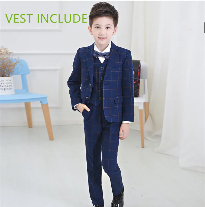 2018 Children Suit Baby Boys Suits Kids Blazer Formal For Weddings Clothes Set Jackets+Shirt+Pants 4pcs 4-14Y |
