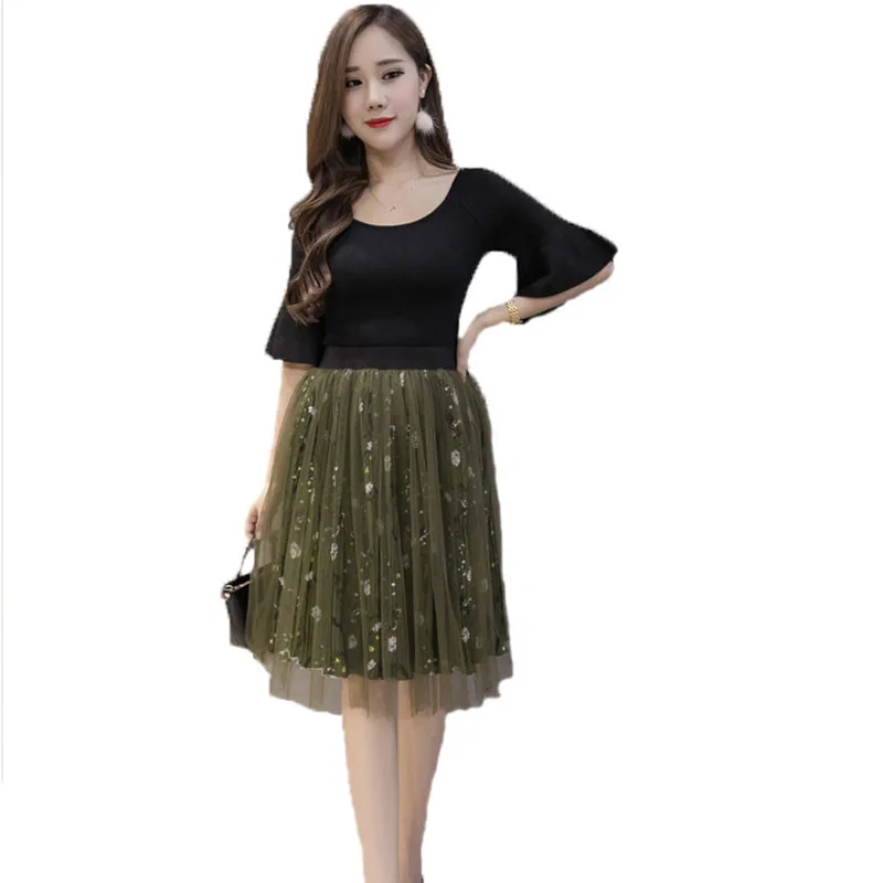 Корейская Версия Ретро Высокой Талии Свежий Бальное платье Юбки Шифон Чистая