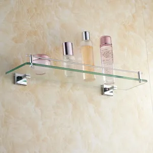 glass shelf Хромированный Твердый латунный набор аксессуаров для ванной, Европейский квадратный набор аксессуаров для ванной, хорошее качество, Товары для ванной - Цвет: glass shelf