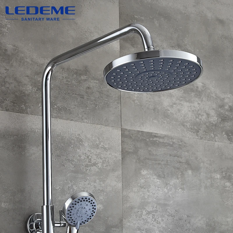 LEDEME Штанга со смесителем и тропическим душом латунь Цвет: хром L2403-1