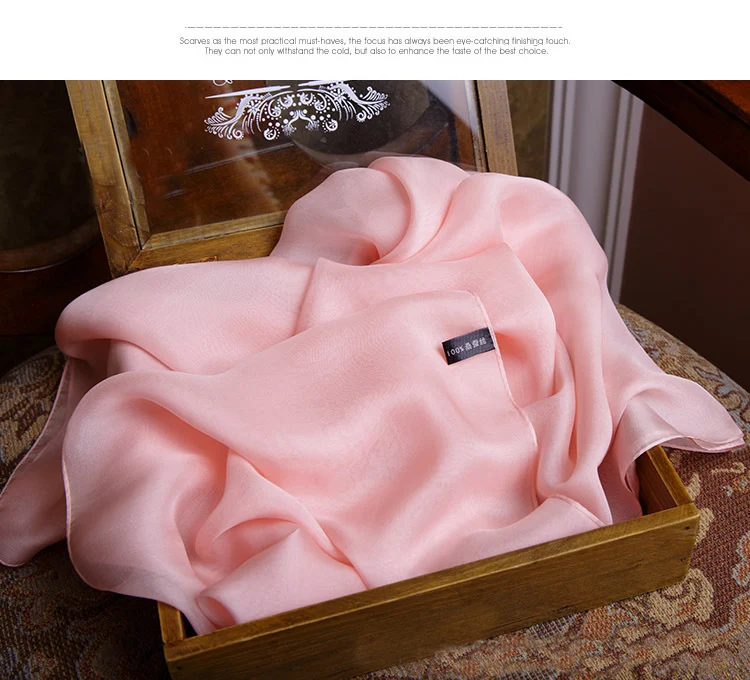 Винтажный детский шарф для девочек модная розовая шаль женщин 100% чистый шелк