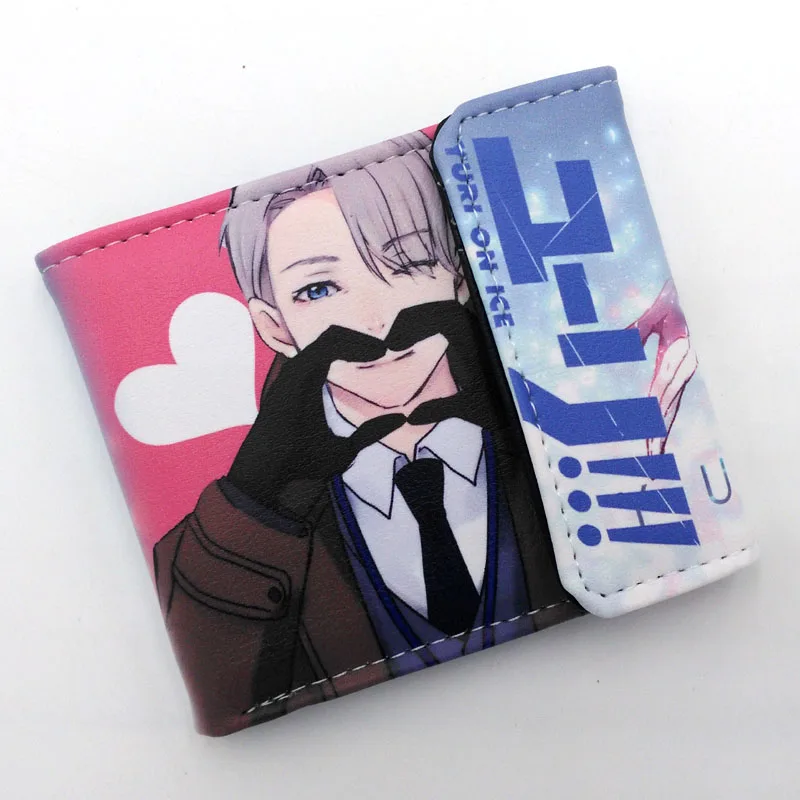 6 стилей Красочные аниме Юри! На льду/Akame Ga KILL PU короткий складной кошелек/кошелек с кнопкой - Цвет: Yuri on Ice