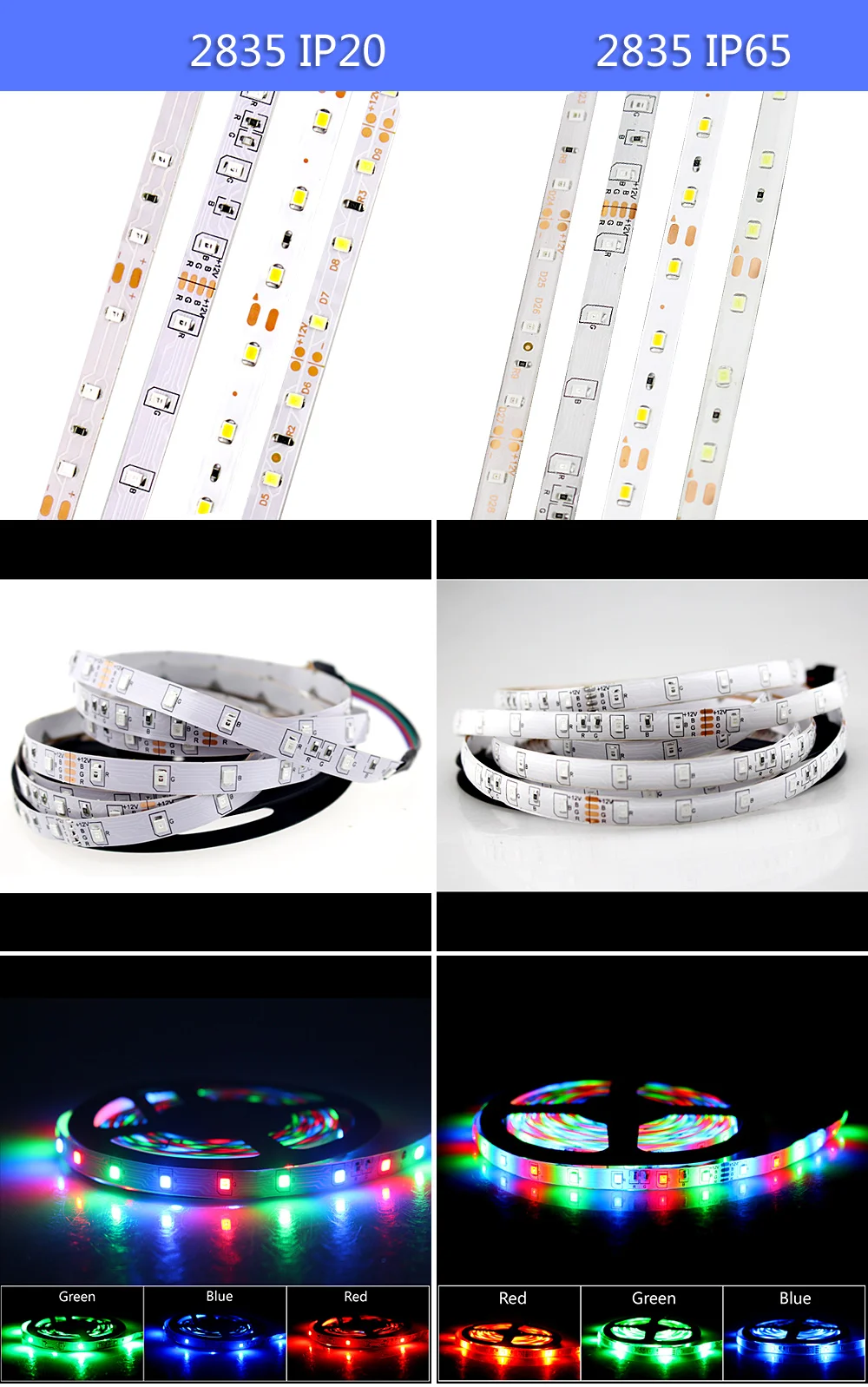 Smd 2835 rgb Светодиодная лента 12 v белый теплый белый smd 5050 rgb водонепроницаемая светодиодная лента Диодная лента