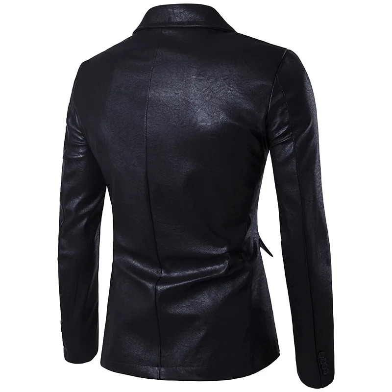 

Red PU Leather Dress Blazers Men 2021 Brand New Wedding Party Mens Suit Jacket Casual Slim Motorcycle Faux Leather Suit Homme